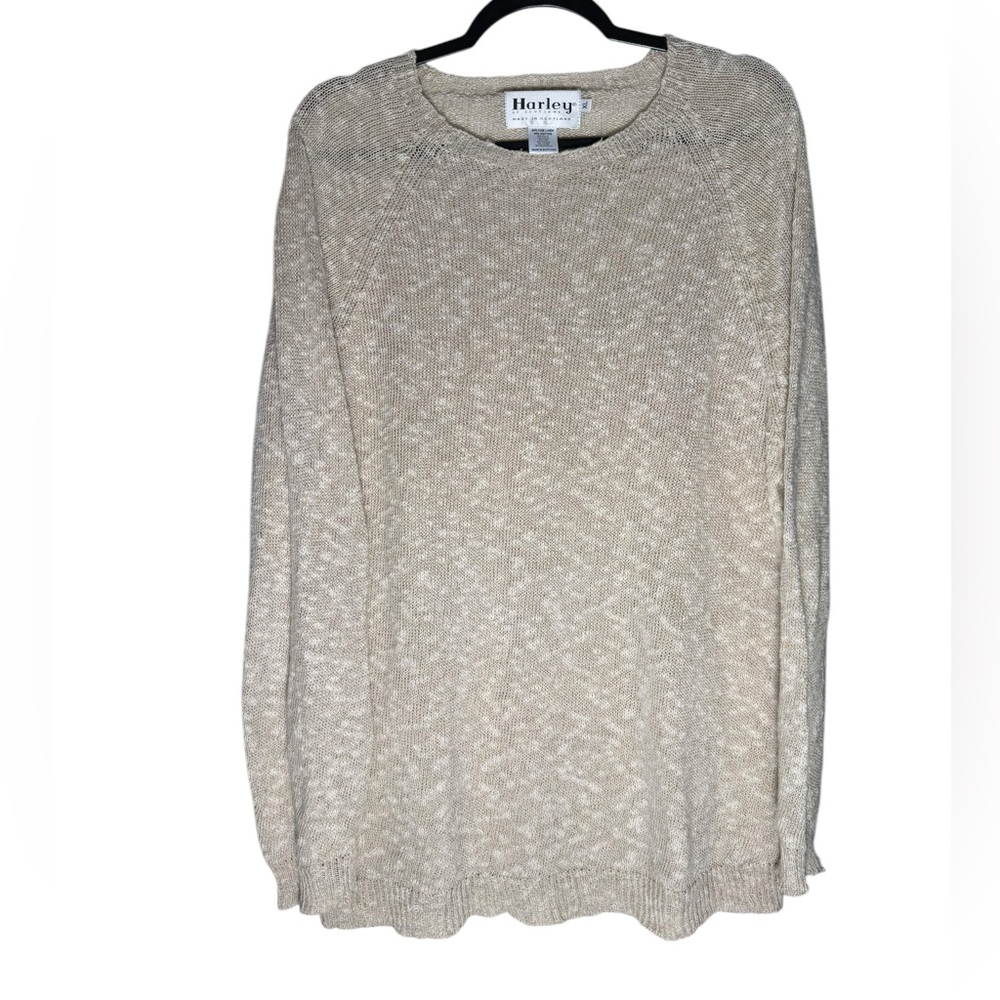 Harley Of Scotland Linen Cotton Ecru Knit Sweater Men’s Extra Large Pullover